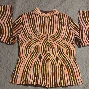 Striped Multicolor Long Sleeve Zippered Top​​